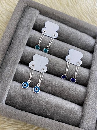 Brinco feminino Penduradinhos em Prata 925 com pedras de zircônias