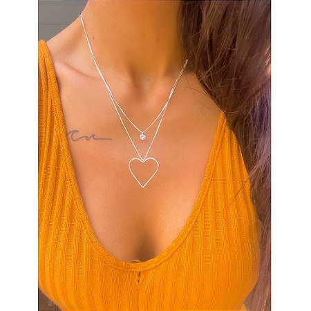 Colar Duplo Coração em Prata 925 – Delicadeza em Camadas com Significado Profundo