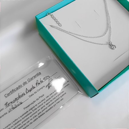 Tornozeleira dupla em prata 925 com zircônia