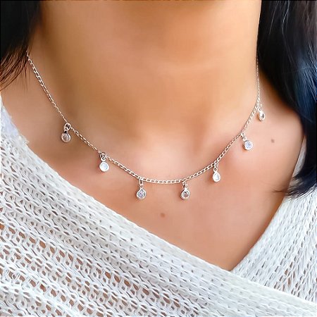Choker elos Groumet e Zircônias lapídação Diamantes
