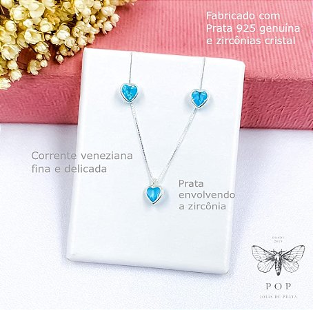 Conjunto Prata 925 - Colar e Brincos
