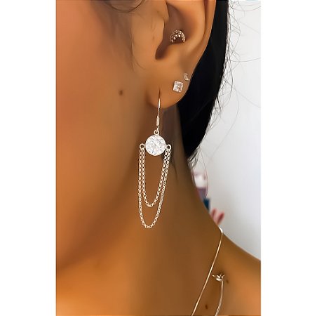 Brinco Indiano Prata 925 com Zircônia Diamante 8mm