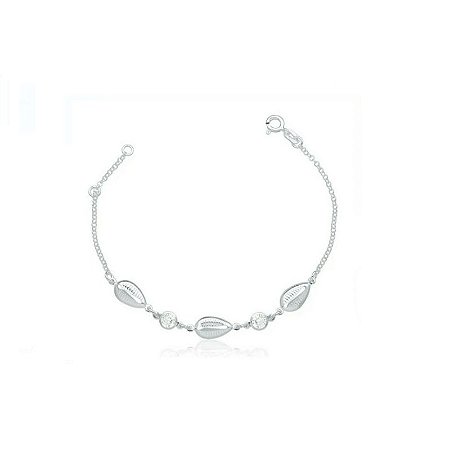 Pulseira feminina de Prata Búzios com Zircônias