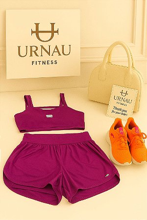 Conjunto Short Duplo- Cor: Rosa/Uva.