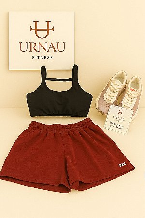 Conjunto Short Duplo- Vinho e preto