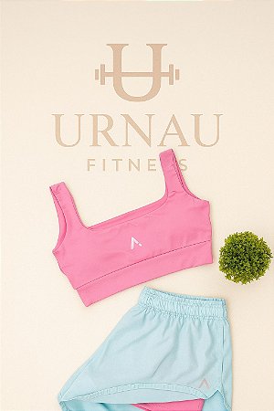 Conjunto Short Duplo Rosa e azul bebê