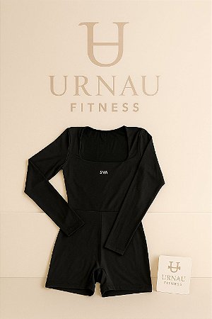 1 macaquinho curto com manga- Preto- Tamanho:36/42