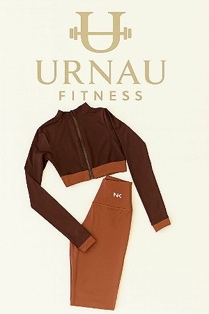 Conjunto de calça e jaqueta NK - Marrom - Tamanho: P