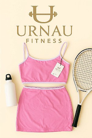 1 Conjunto de Saia- Rosa chiclete - Tamanho: 36/44. Poliamida.