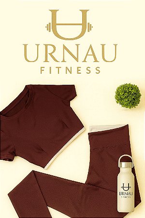 Conjunto de Top manga curta e calça - chocolate - Tamanho: 36/42-