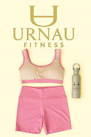 Conjunto de top e short - Rosa e Off White- tamanho: 36/42