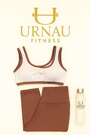 Conjunto de calça e top - Off white e cappuccino - tamanho: 36/44