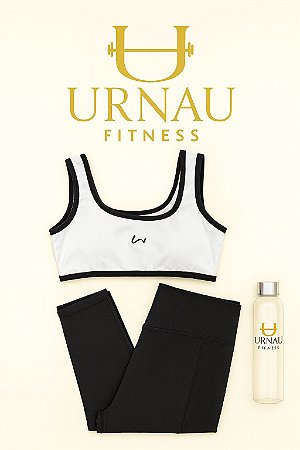 Conjunto de top e calça - Preto e branco - Tamanho: 38/44