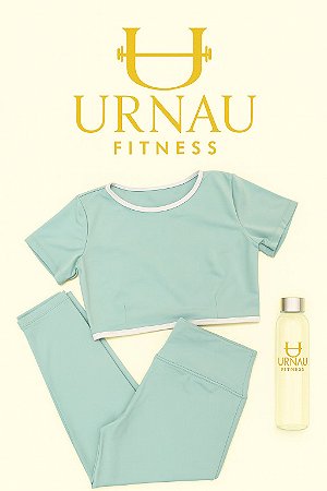 Conjunto de Croppet e calça verde menta com off white - Tamanho: 36/44