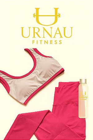 Conjunto top e calça Pink com off white - Tamanho: 36/42