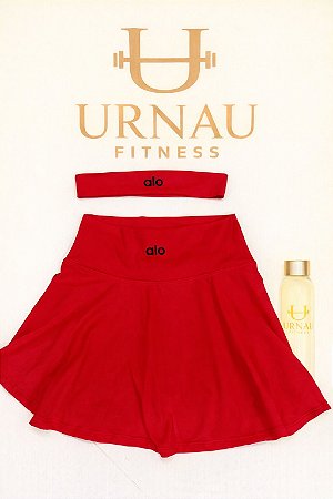 Short Saia ALO com Faixa de cabelo - tamanho;Único- Laranja/Vermelho