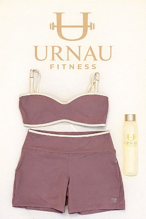 Conjunto de Top formato Onda e Short- Rosa queimado Tamanho: M