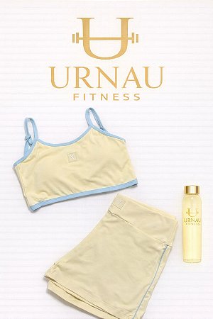 Conjunto Top amarelo e detalhe azul bebe- Short Amarelo- Tamanho: 36/42