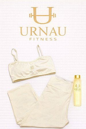 Conjunto de calça e top amarelo manteiga - tamanho: 38/44-Poliamida