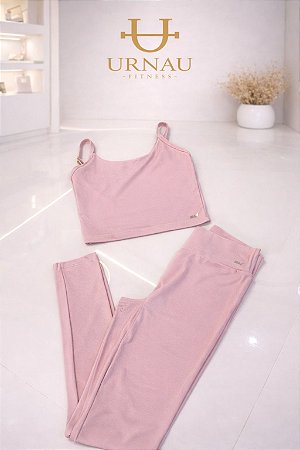 Conjunto Blusinha e calça- Rosa chiclete - Tamanho: G