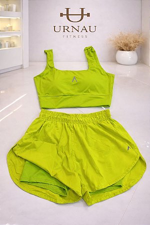 Conjunto de Top e short duplo verde limão- Tamanho; G