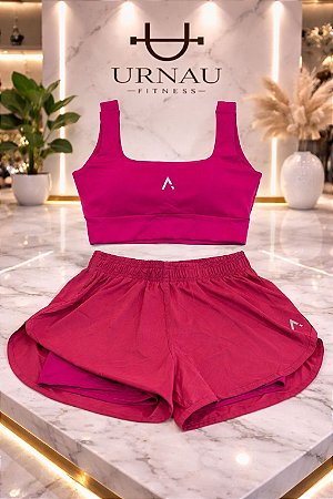 Conjunto de Top e short duplo rosa pink - Tamanho; M