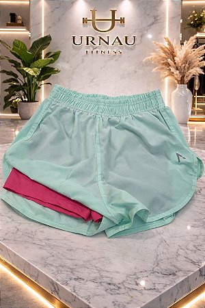 Short duplo - Verde e Rosa pink - tamanho: M