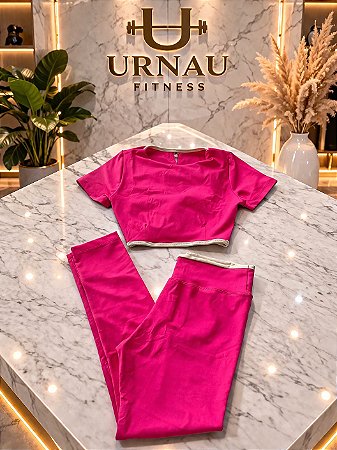 Conjunto de cropped e calça - Rosa Pink - Tamanho: 38/44