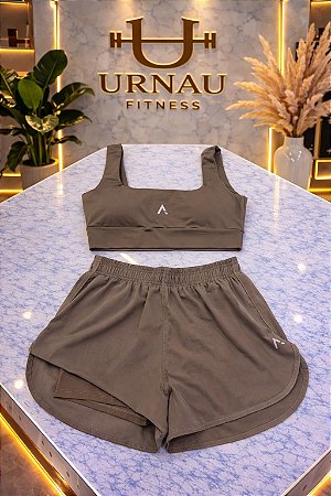 Conjunto de Top e Short Duplo- Capuccino/ areia - Tamanho: M
