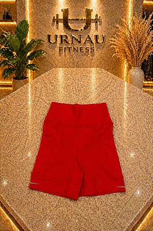 Short corredora com bolsos laterais - Cereja- Tamanho: M