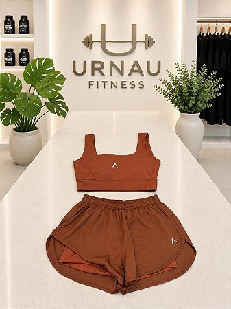 CONJUNTO DE TOP E SHORT DUPLO- chocolate - TAMANHO: G
