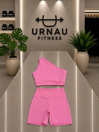 Conjunto top meia taça e Short - Rosa chiclete- Tamanho: 38/44