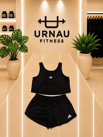 Conjunto Regata e short duplo - Poliamida AD - Preto - short duplo- 38/44