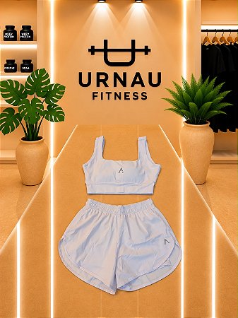 Conjunto top e short duplo - Branco- Tamanho: M