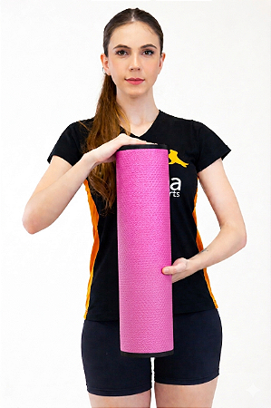 Rolo Massagem Liberação Miofascial Em EVA 45x12cm Rosa DF1065 Dafoca Sports