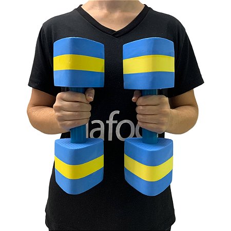 Par de Halteres Hidroginástica 100% EVA DF1092 M 2 à 3kg Azul/Amarelo