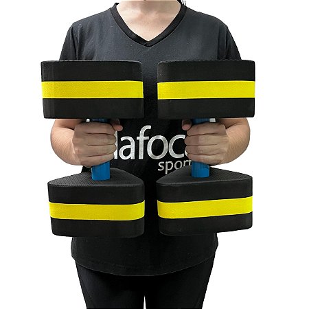 Par de Halteres Para Hidroginástica Em EVA DF1107-PT G Preto e Amarelo Dafoca Sports