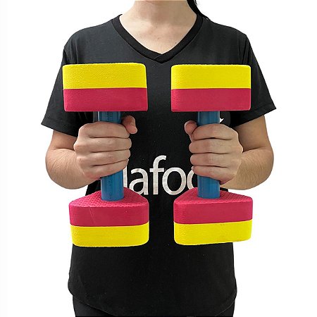 Par Halteres Aquáticos Hidroginástica em EVA DF1104-AM 1 à 2kg Amarelo e Vermelho Dafoca Sports