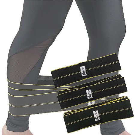 Kit 3 Hip Bands Em Poliéster 3 Níveis Leve, Médio e Forte Linha PRO DF7021-KIT Preto Dafoca Sports