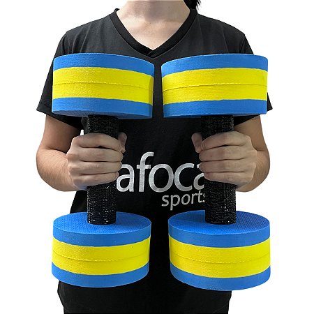 Halter de Hidroginástica Redondo em EVA DF4017-AZ Peso 3-4Kg Azul/Amarelo Dafoca Sports