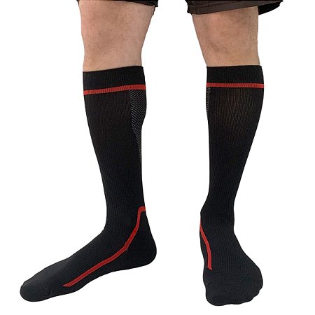 Par Meias de Compressão Esportiva Cano Longo VR5692G 3/4 G Preto Vollo Sports