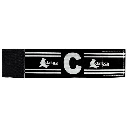 Faixa Braçadeira de Capitão Infantil Ajustável Preto e Branco Dafoca Sports
