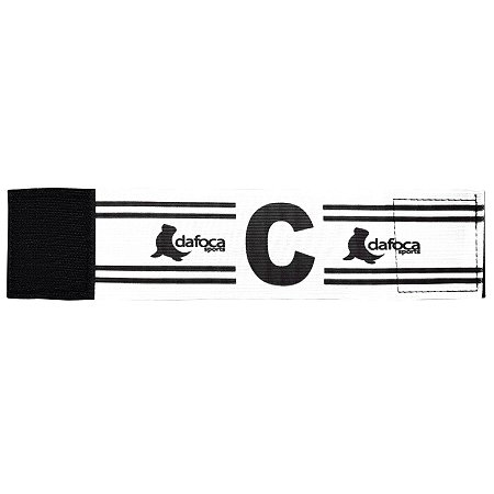 Faixa Braçadeira de Capitão Infantil Ajustável Branco e Preto Dafoca Sports