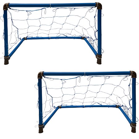 Par de Traves Golzinhos de Treinamento Futebol Azul Com Rede Dafoca Sports