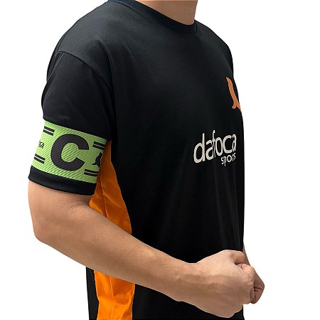 Faixa Braçadeira de Capitão Adulto Ajustável Verde e Preto Dafoca Sports