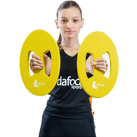 Par de Halteres Disco Oval Para Hidroginástica Em Eva DF4044-AM Amarelo Dafoca Sports