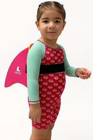 Boia Flutuador Infantil Barbatana Tubarão DF4051-RS Dafoca Sports Rosa e Amarelo