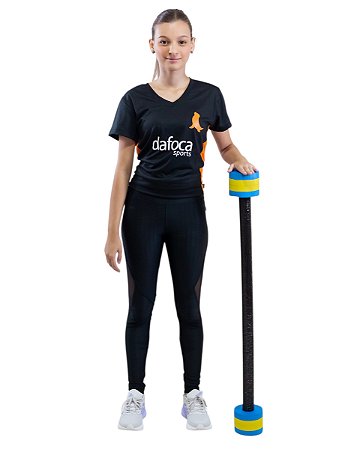 Halter Barra Redondo Hidroginástica 1-2kg 100cm DF4024-AZ Azul/Amarelo Dafoca Sports