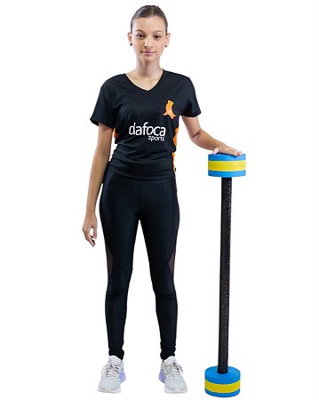 Halter Barra Redondo Hidroginástica 3-4kg 100cm DF4026-AZ Azul/Amarelo Dafoca Sports