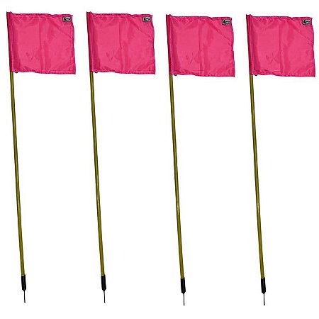 Kit 4 Bandeiras De Escanteio Em PVC Com Mola Futebol Rosa Dafoca Sports